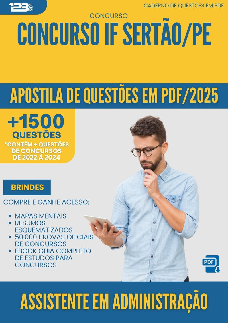 Apostila de Questões para Concurso Assistente Em Administracao If da Prefeitura Sertao Pe 2025 - Mais de 1.500 Questões