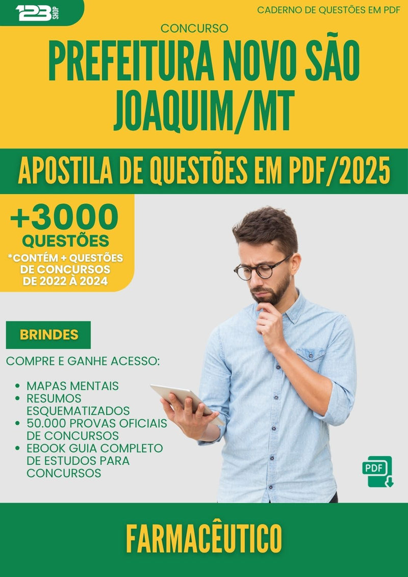 Apostila de Questões para Concurso Farmaceutico da Prefeitura Novo Sao Joaquim Mt 2025 - Mais de 3.000 Questões