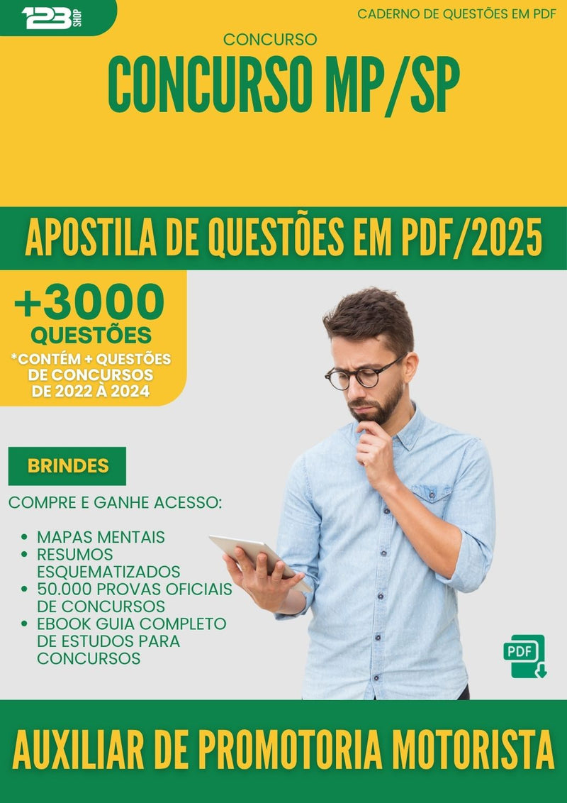 Apostila de Questões para Concurso Auxiliar De Promotoria Motorista Mp Sp 2025 - Mais de 3.000 Questões