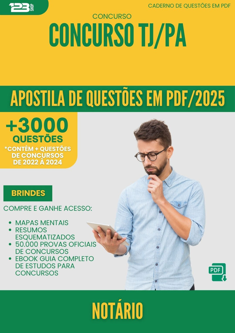 Apostila de Questões para Concurso Notario Tj Pa 2025 - Mais de 3.000 Questões