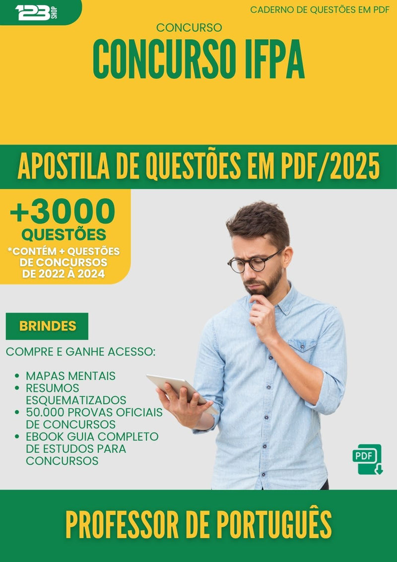 Apostila de Questões para Concurso Professor De Portugues Ifpa 2025 - Mais de 3.000 Questões