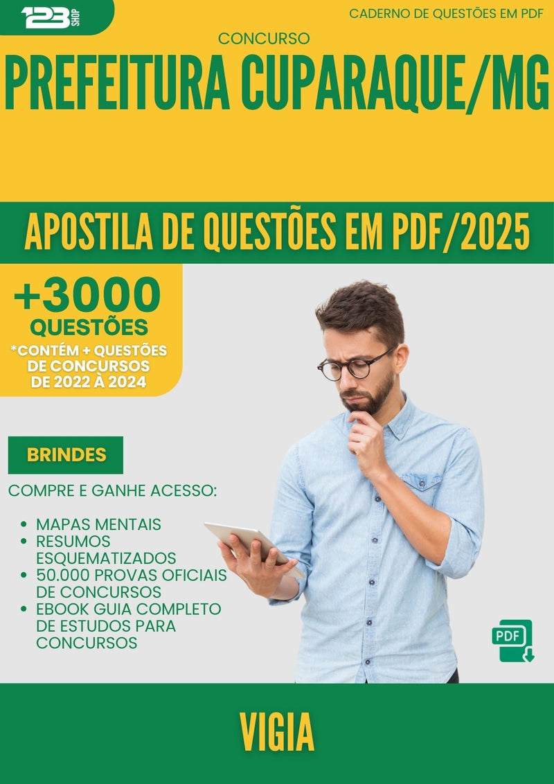 Apostila de Questões para Concurso Vigia da Prefeitura Cuparaque Mg 2025 - Mais de 3.000 Questões