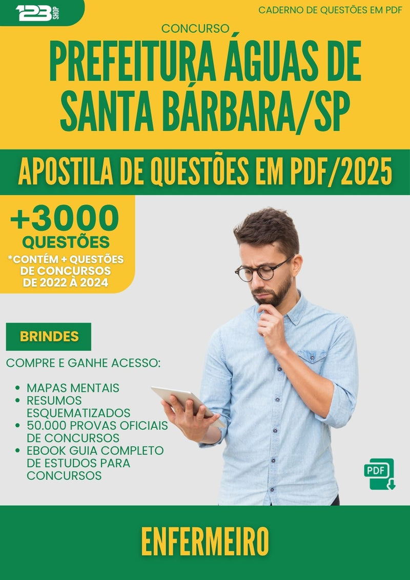 Apostila de Questões para Concurso Enfermeiro da Prefeitura Aguas De Santa Barbara Sp 2025 - Mais de 3.000 Questões