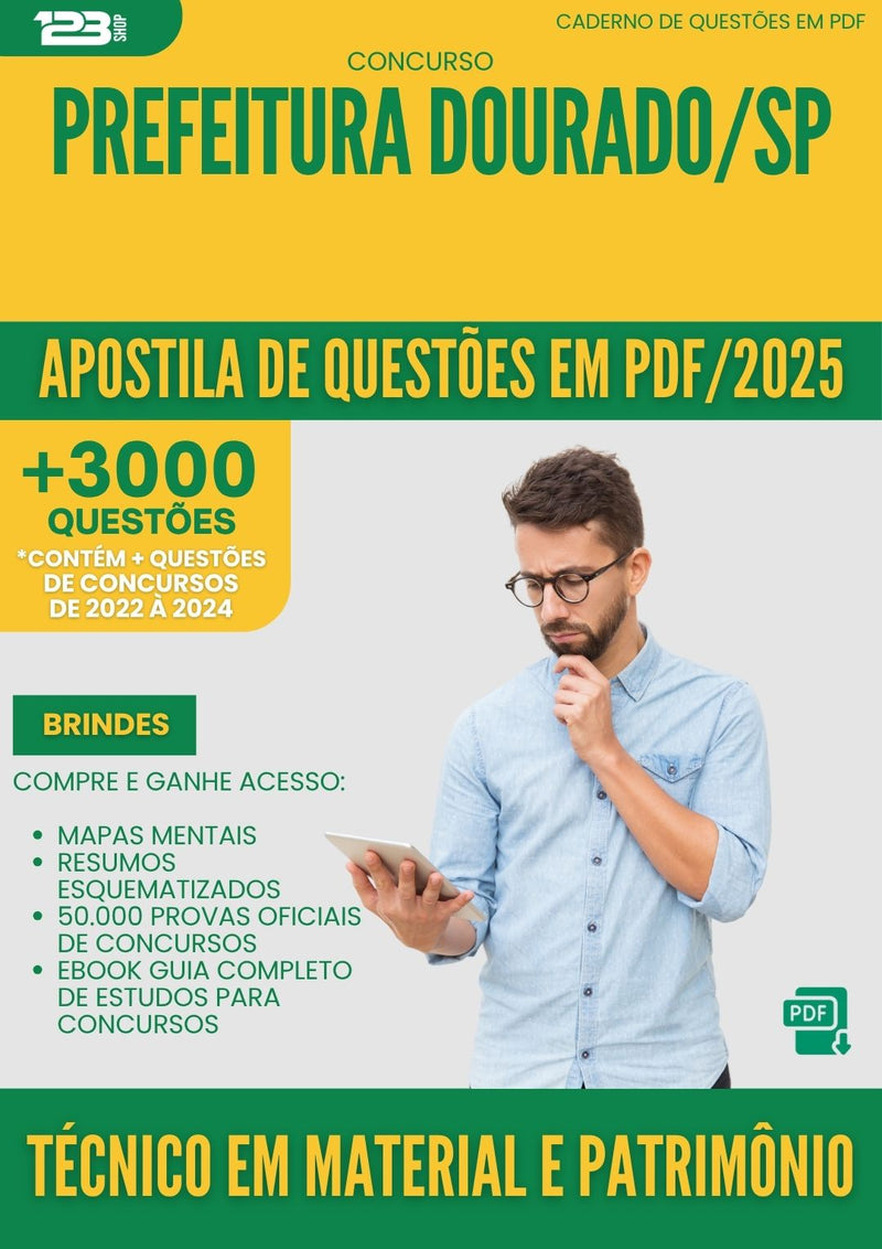 Apostila de Questões para Concurso Tecnico Em Material E Patrimonio da Prefeitura Dourado Sp 2025 - Mais de 3.000 Questões