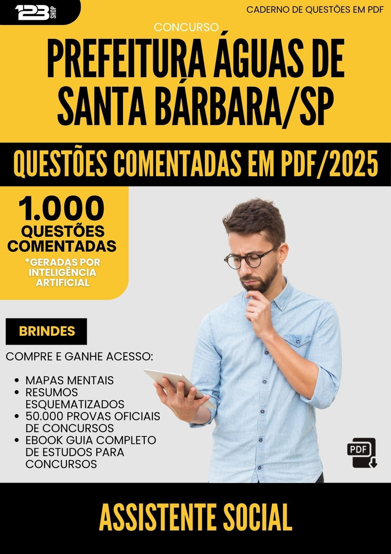 1000 Questões Comentadas para Concurso Assistente Social da Prefeitura Aguas De Santa Barbara Sp 2025 - 1000 Questões