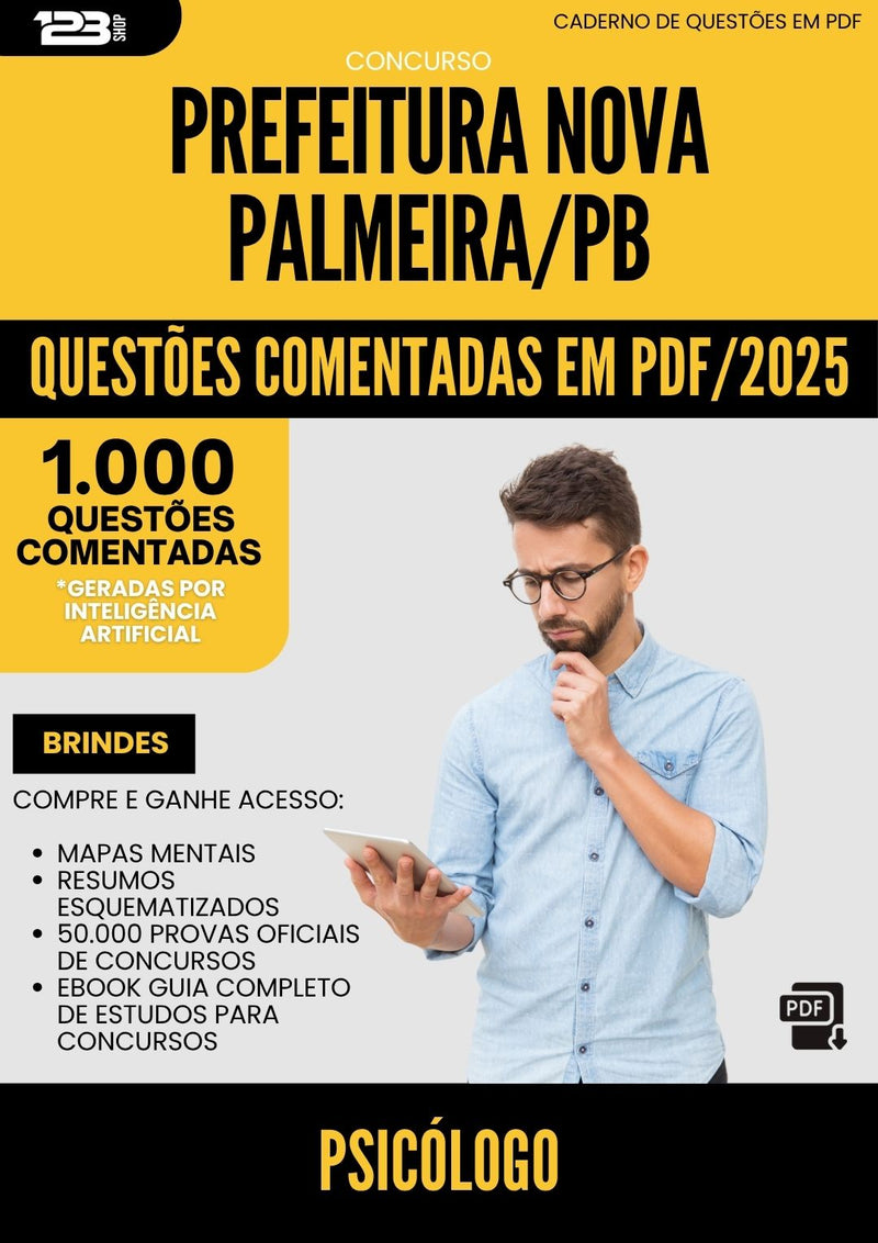 1000 Questões Comentadas para Concurso Psicologo da Prefeitura Nova Palmeira Pb 2025 - 1000 Questões