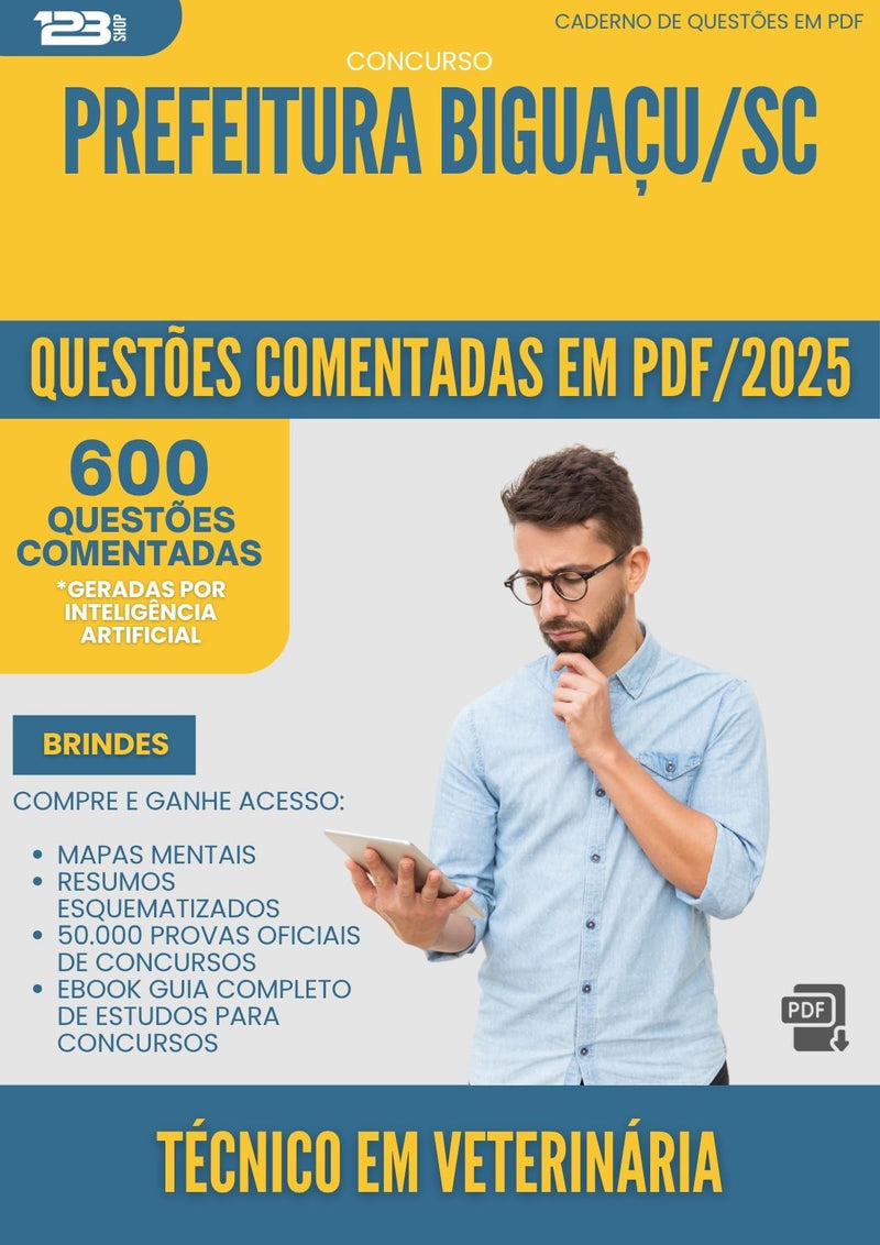 1000 Questões Comentadas para Concurso Tecnico Em Veterinaria da Prefeitura Biguacu Sc 2025 - 600 Questões