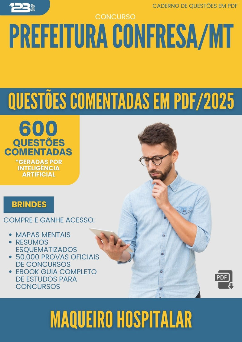 1000 Questões Comentadas para Concurso Maqueiro Hospitalar da Prefeitura Confresa Mt 2025 - 600 Questões