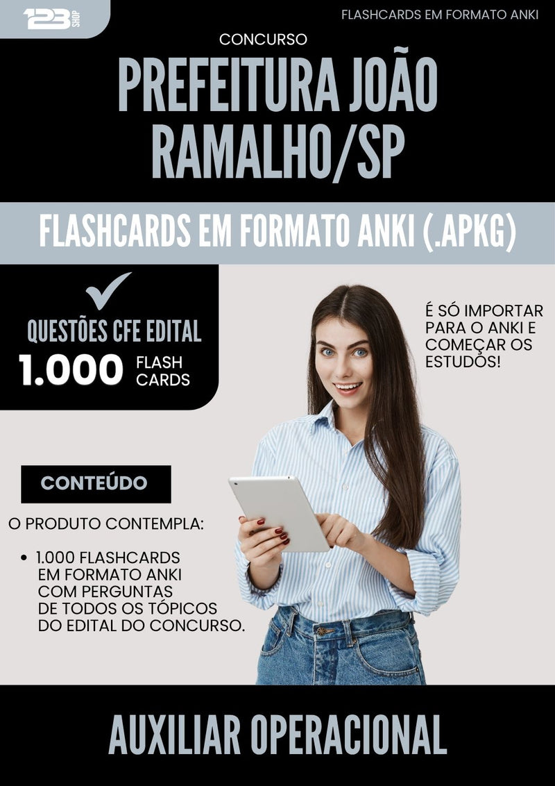 Flashcards para Concurso Auxiliar Operacional da Prefeitura Joao Ramalho Sp 2025 - 1000 Flashcards de Acordo com Edital