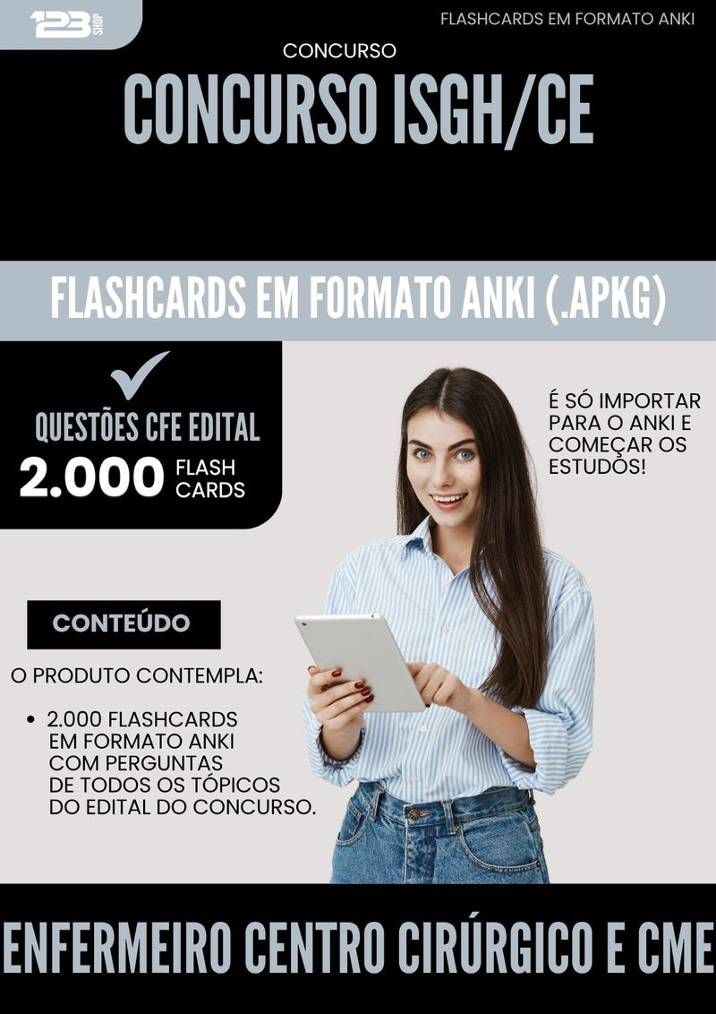 Flashcards para Concurso Enfermeiro Centro Cirurgico E Cme Isgh Ce 2025 - 2000 Flashcards de Acordo com Edital