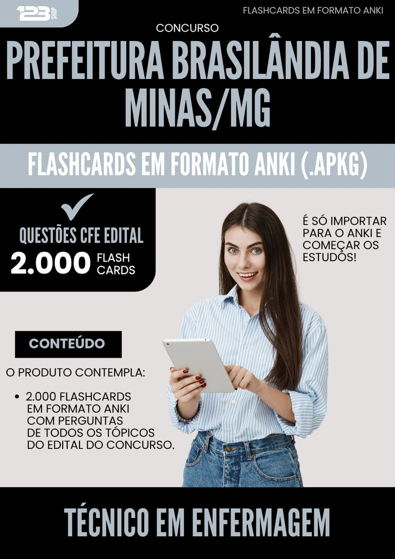 Flashcards para Concurso Tecnico Em Enfermagem da Prefeitura Brasilandia De Minas Mg 2025 - 2000 Flashcards de Acordo com Edital