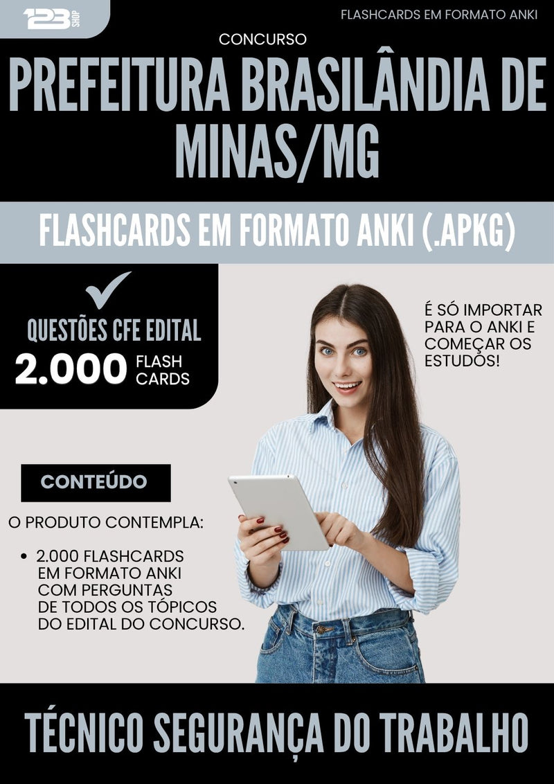 Flashcards para Concurso Tecnico Seguranca Trabalho da Prefeitura Brasilandia De Minas Mg 2025 - 2000 Flashcards de Acordo com Edital