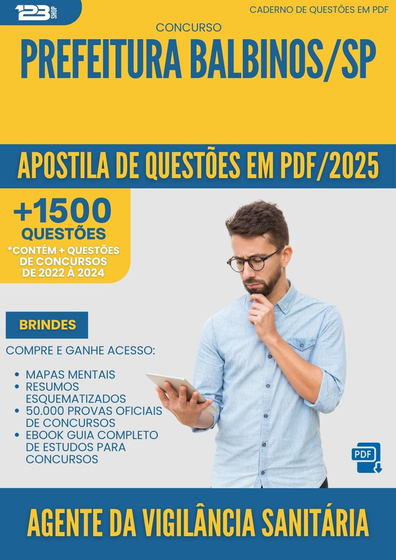 Apostila de Questões para Concurso Agente Da Vigilancia Sanitaria da Prefeitura Balbinos Sp 2025 - Mais de 1.500 Questões