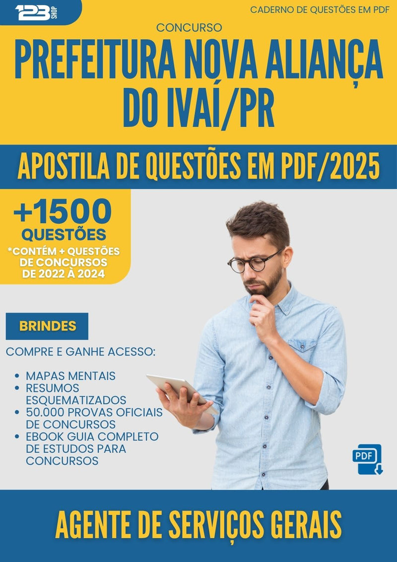 Apostila de Questões para Concurso Agente De Servicos Gerais Nova da Prefeitura Alianca Do Ivai Pr 2025 - Mais de 1.500 Questões