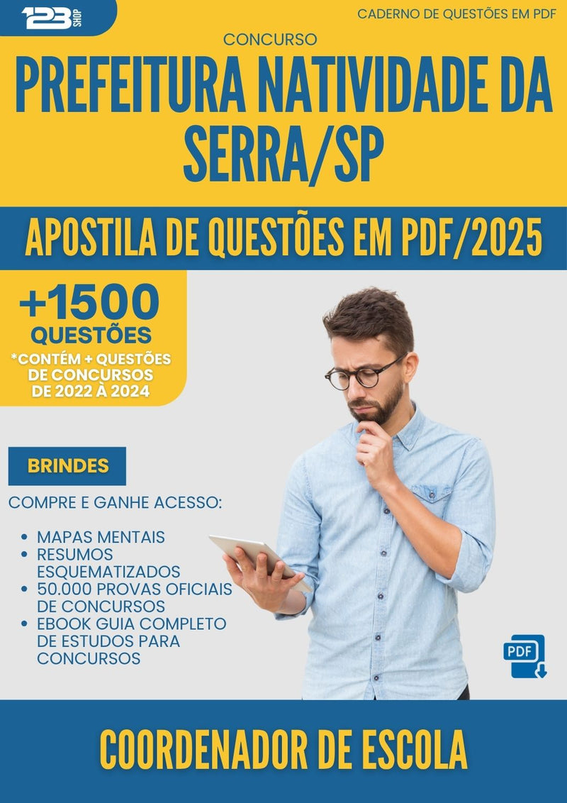 Apostila de Questões para Concurso Coordenador De Escola da Prefeitura Natividade Da Serra Sp 2025 - Mais de 1.500 Questões