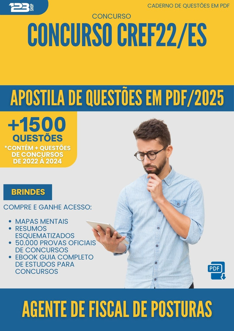 Apostila de Questões para Concurso Agente De Fiscal De Posturas Cref22 Es 2025 - Mais de 1.500 Questões