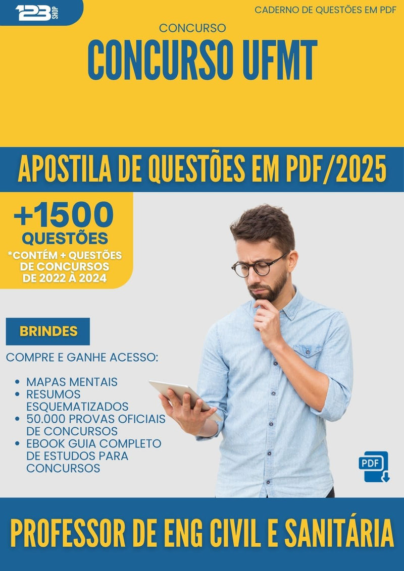 Apostila de Questões para Concurso Professor De Engenharia Civil E Sanitaria Ufmt 2025 - Mais de 1.500 Questões