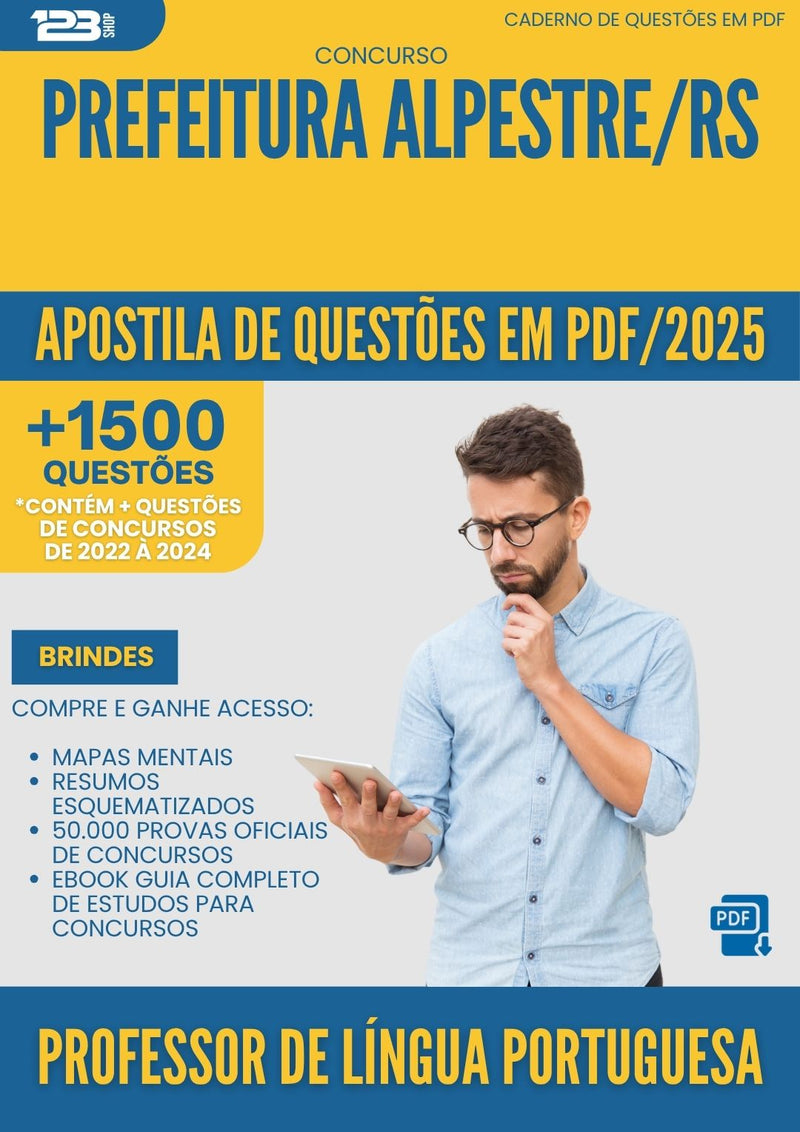 Apostila de Questões para Concurso Professor De Lingua Portuguesa da Prefeitura Alpestre Rs 2025 - Mais de 1.500 Questões