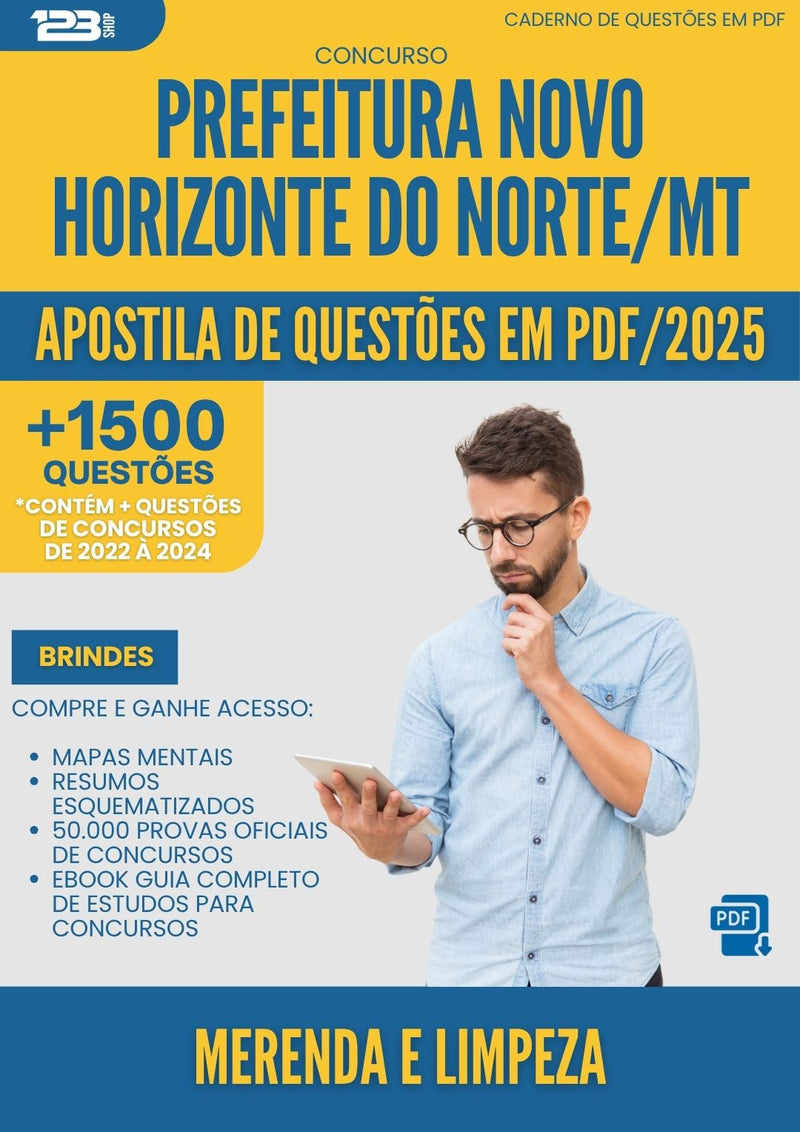 Apostila de Questões para Concurso Merenda E Limpeza Novo da Prefeitura Horizonte Do Norte Mt 2025 - Mais de 1.500 Questões