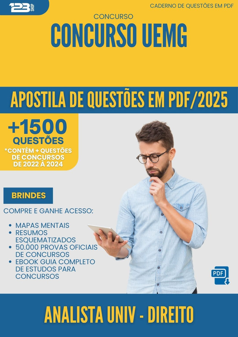 Apostila de Questões para Concurso Analista Universitario Direito Uemg 2025 - Mais de 1.500 Questões