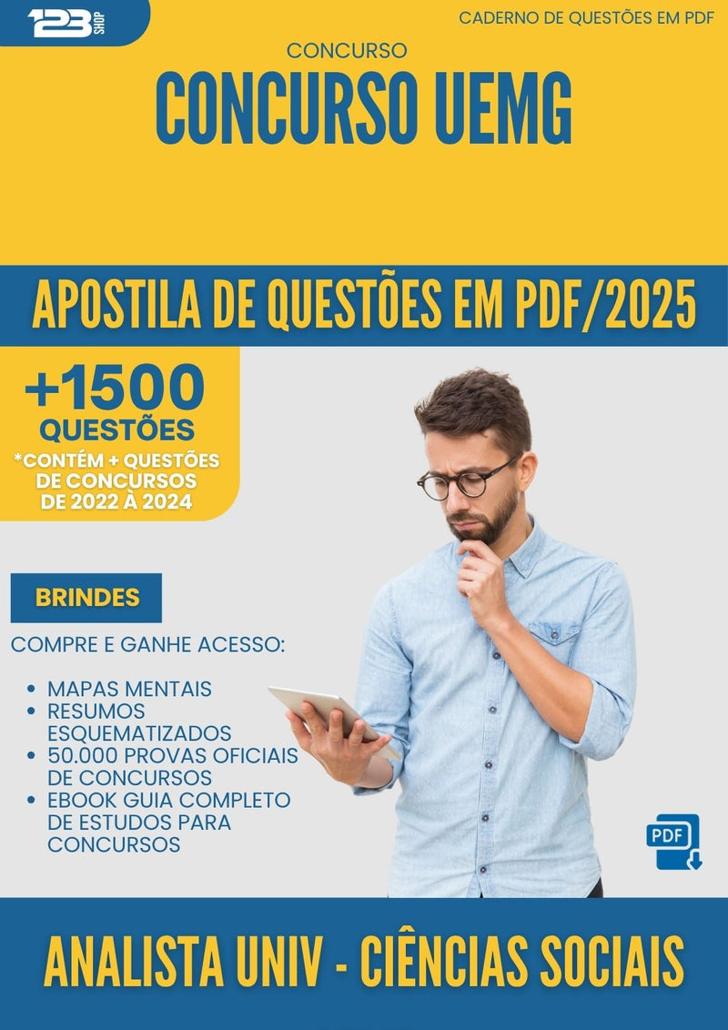 Apostila de Questões para Concurso Analista Universitario Ciencias Sociais Aplicadas Uemg 2025 - Mais de 1.500 Questões