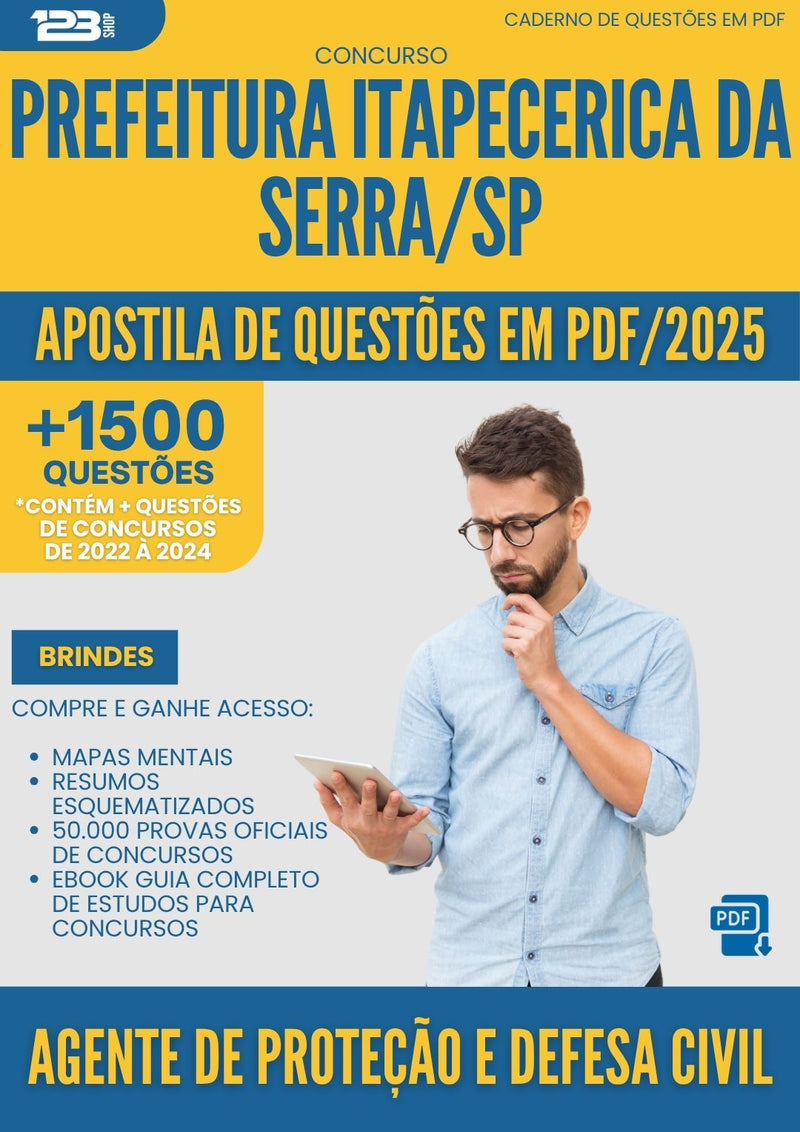 Apostila de Questões para Concurso Agente Protecao Defesa Civil da Prefeitura Itapecerica Da Serra Sp 2025 - Mais de 1.500 Questões