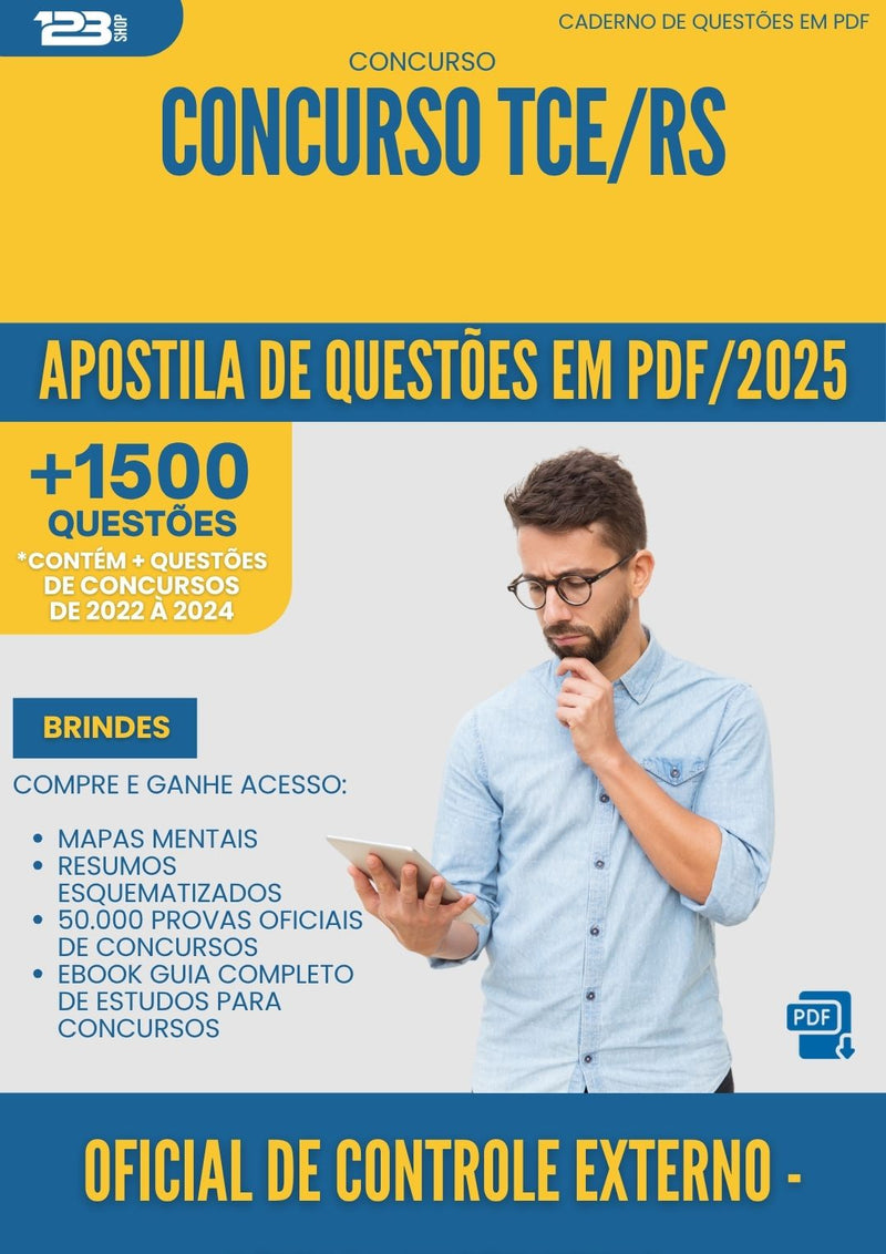 Apostila de Questões para Concurso Oficial De Controle Externo Oficial Instrutivo Tce Rs 2025 - Mais de 1.500 Questões