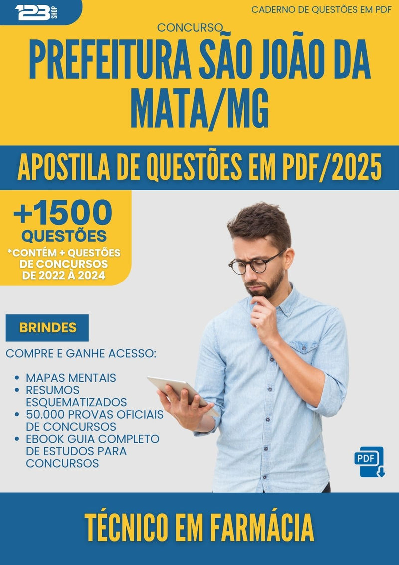 Apostila de Questões para Concurso Tecnico Em Farmacia Sao Joao Da da Prefeitura Mata Mg 2025 - Mais de 1.500 Questões