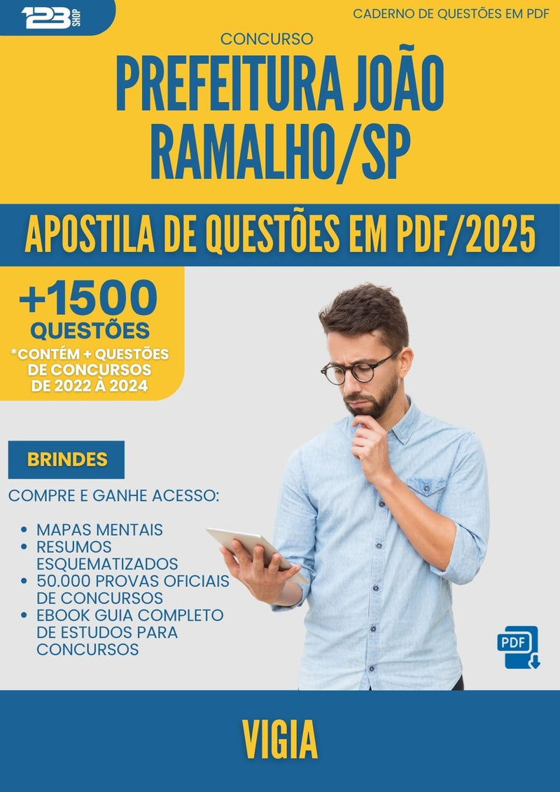 Apostila de Questões para Concurso Vigia da Prefeitura Joao Ramalho Sp 2025 - Mais de 1.500 Questões