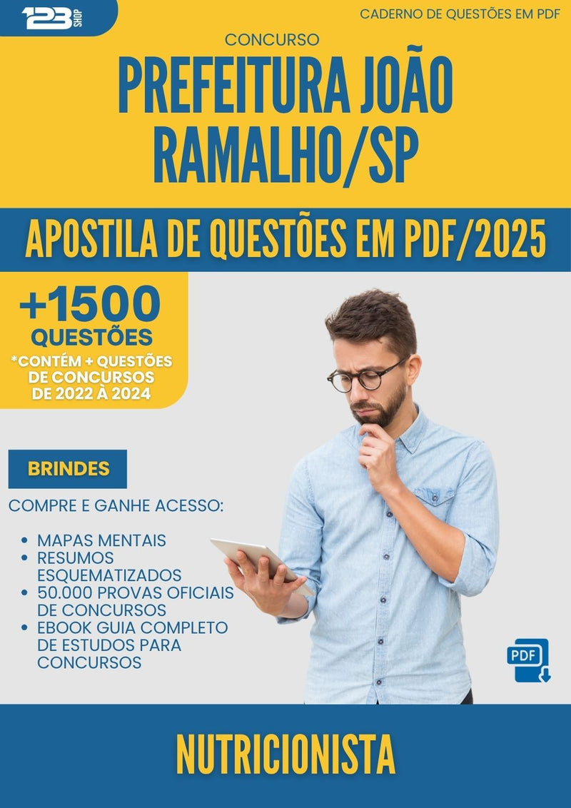 Apostila de Questões para Concurso Nutricionista da Prefeitura Joao Ramalho Sp 2025 - Mais de 1.500 Questões