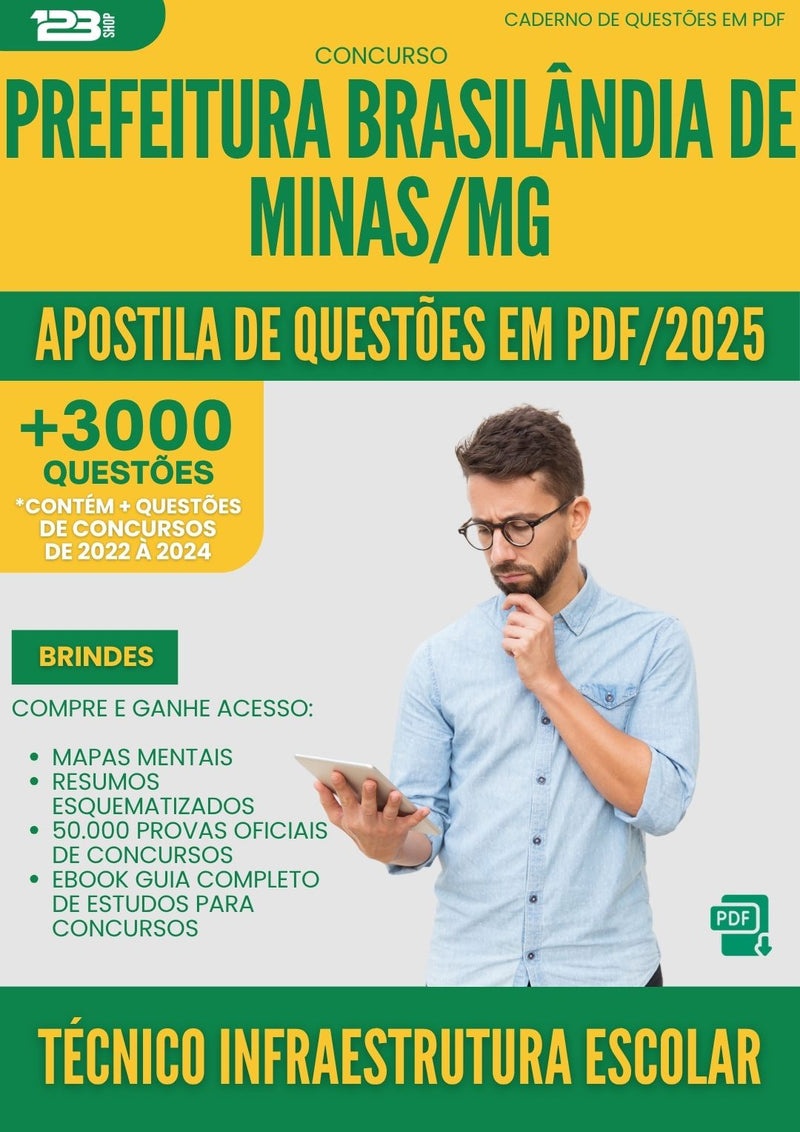Apostila de Questões para Concurso Tecnico Infraestrutura Escolar da Prefeitura Brasilandia De Minas Mg 2025 - Mais de 3.000 Questões