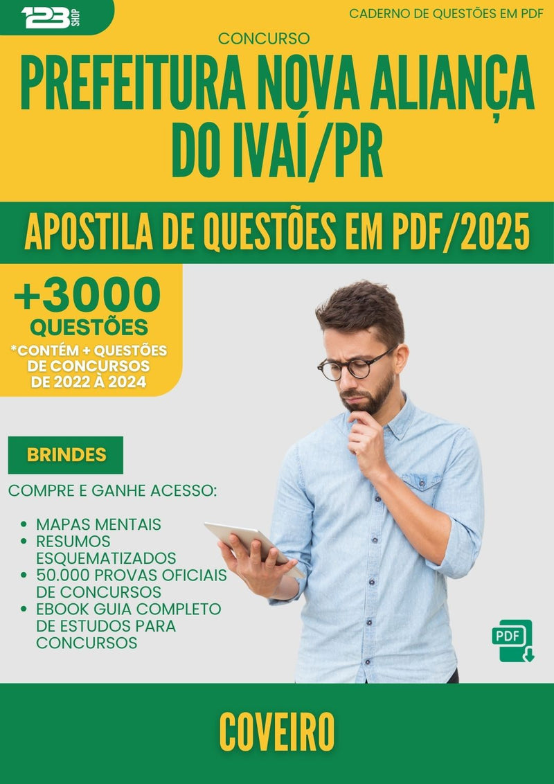 Apostila de Questões para Concurso Coveiro Nova da Prefeitura Alianca Do Ivai Pr 2025 - Mais de 3.000 Questões