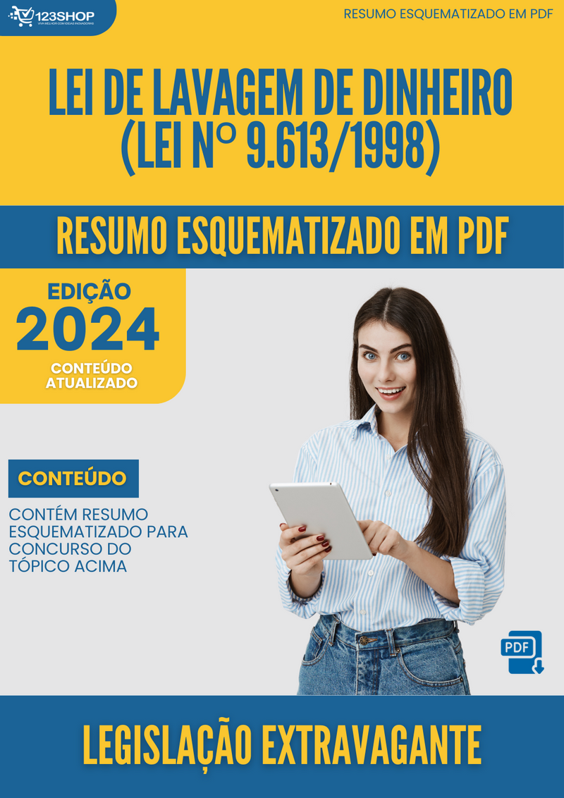 Resumo Esquematizado de Legislação Extravagante Sobre Lei De Lavagem De Dinheiro (Lei Nº 9.613/1998) para Concursos