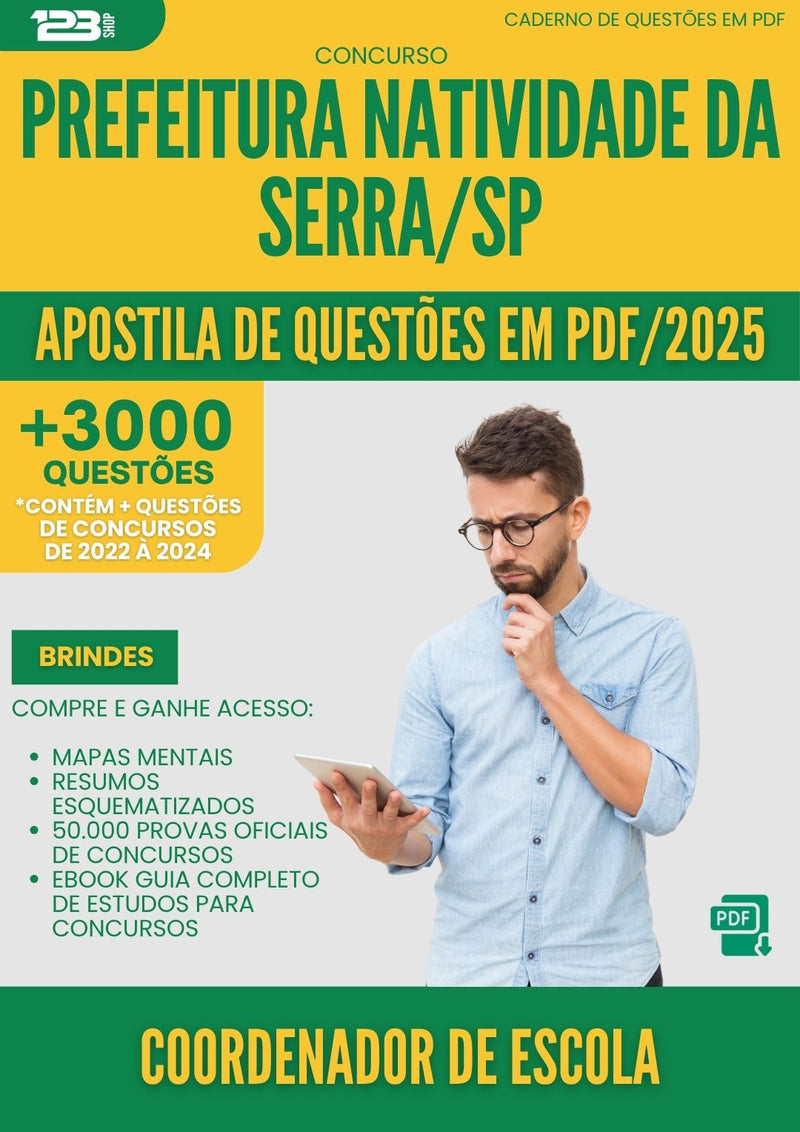 Apostila de Questões para Concurso Coordenador De Escola da Prefeitura Natividade Da Serra Sp 2025 - Mais de 3.000 Questões