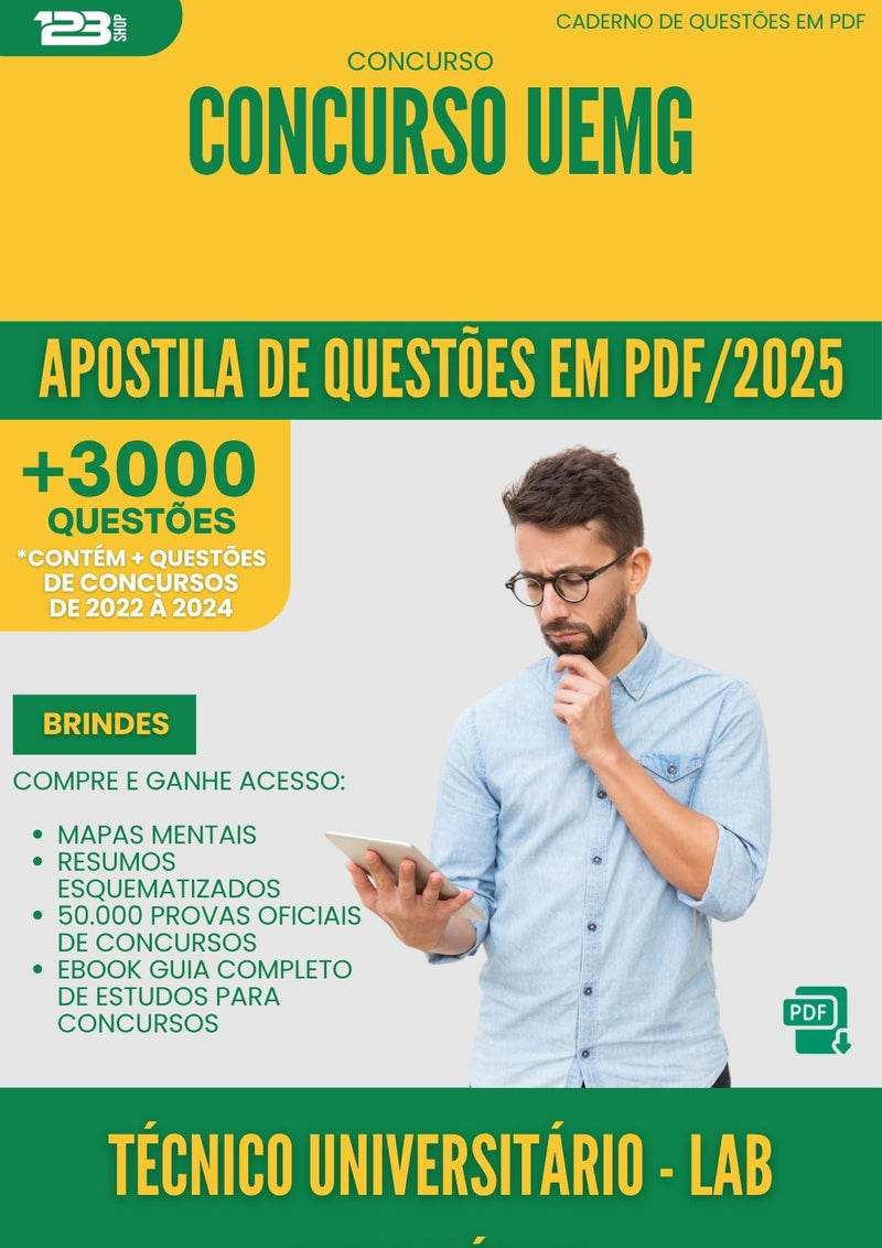 Apostila de Questões para Concurso Tecnico Universitario Laboratorio De Informatica Uemg 2025 - Mais de 3.000 Questões