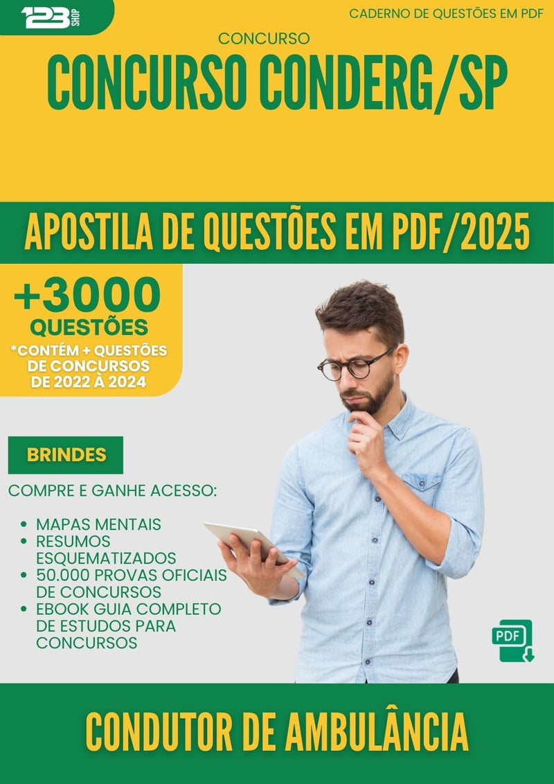 Apostila de Questões para Concurso Conderg Sp 2025 Condutor De Ambulancia - Mais de 3.000 Questões