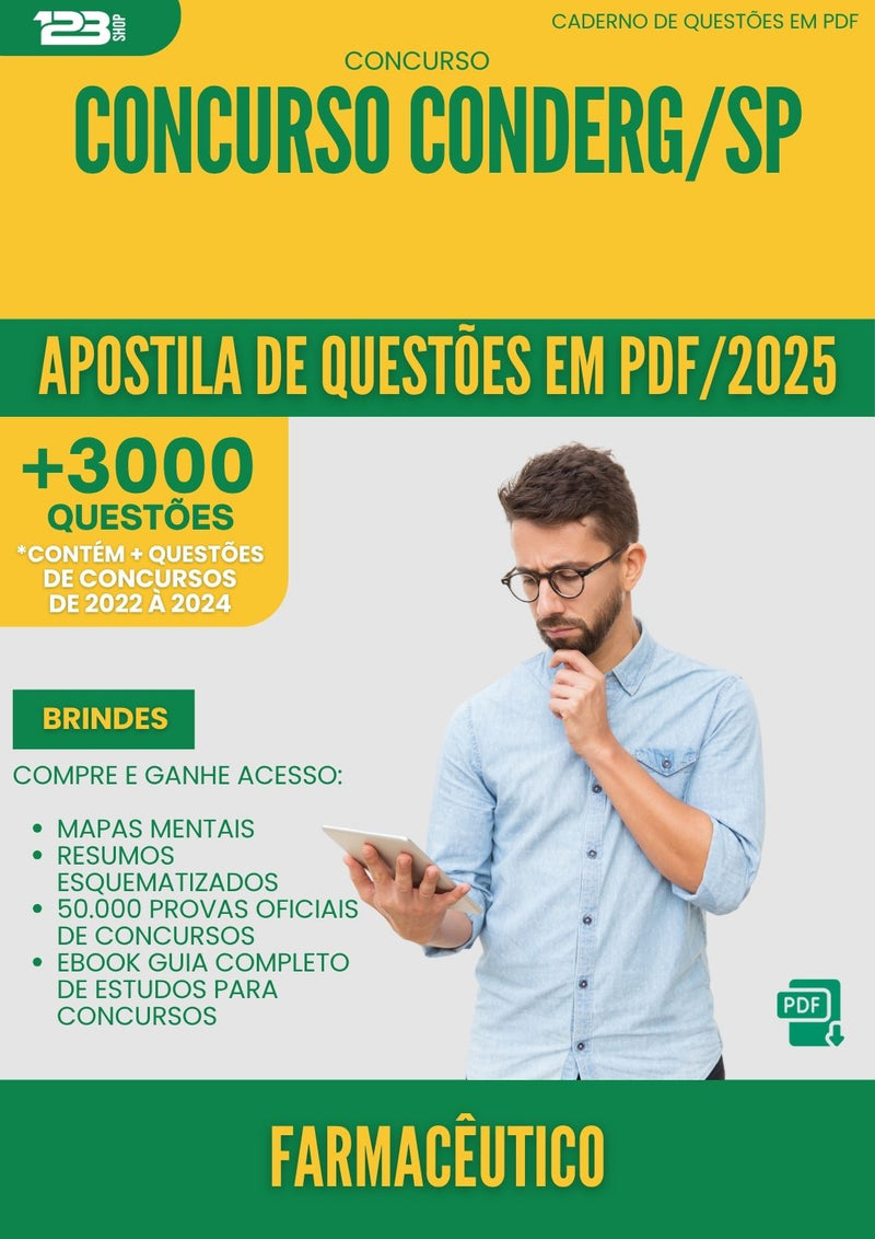Apostila de Questões para Concurso Conderg Sp 2025 Farmaceutico - Mais de 3.000 Questões