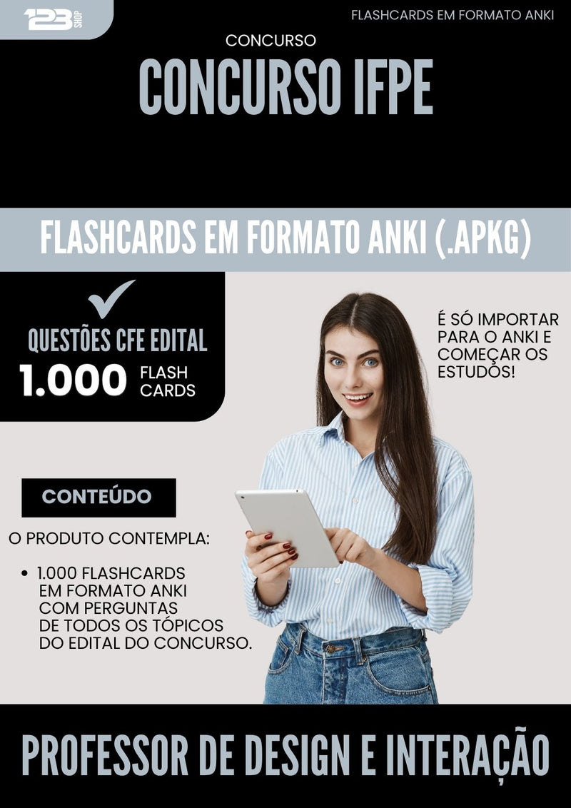 Flashcards para Concurso Professor De Design E Interacao Ifpe 2025 - 1000 Flashcards de Acordo com Edital