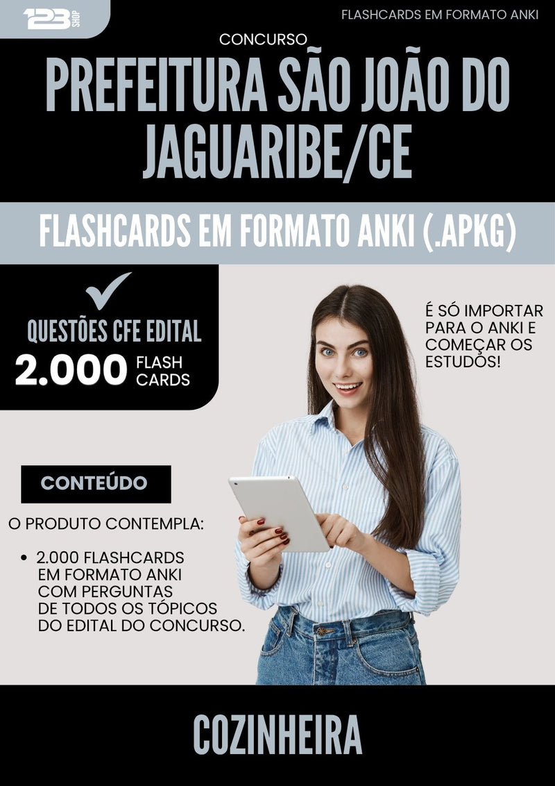 Flashcards para Concurso Cozinheira Sao Joao Do da Prefeitura Jaguaribe Ce 2025 - 2000 Flashcards de Acordo com Edital