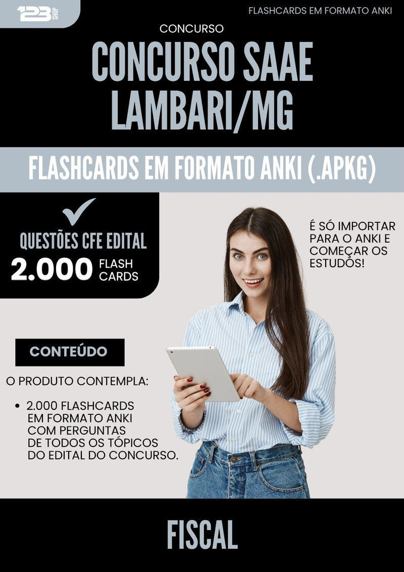Flashcards para Concurso Fiscal Saae da Prefeitura Lambari Mg 2025 - 2000 Flashcards de Acordo com Edital