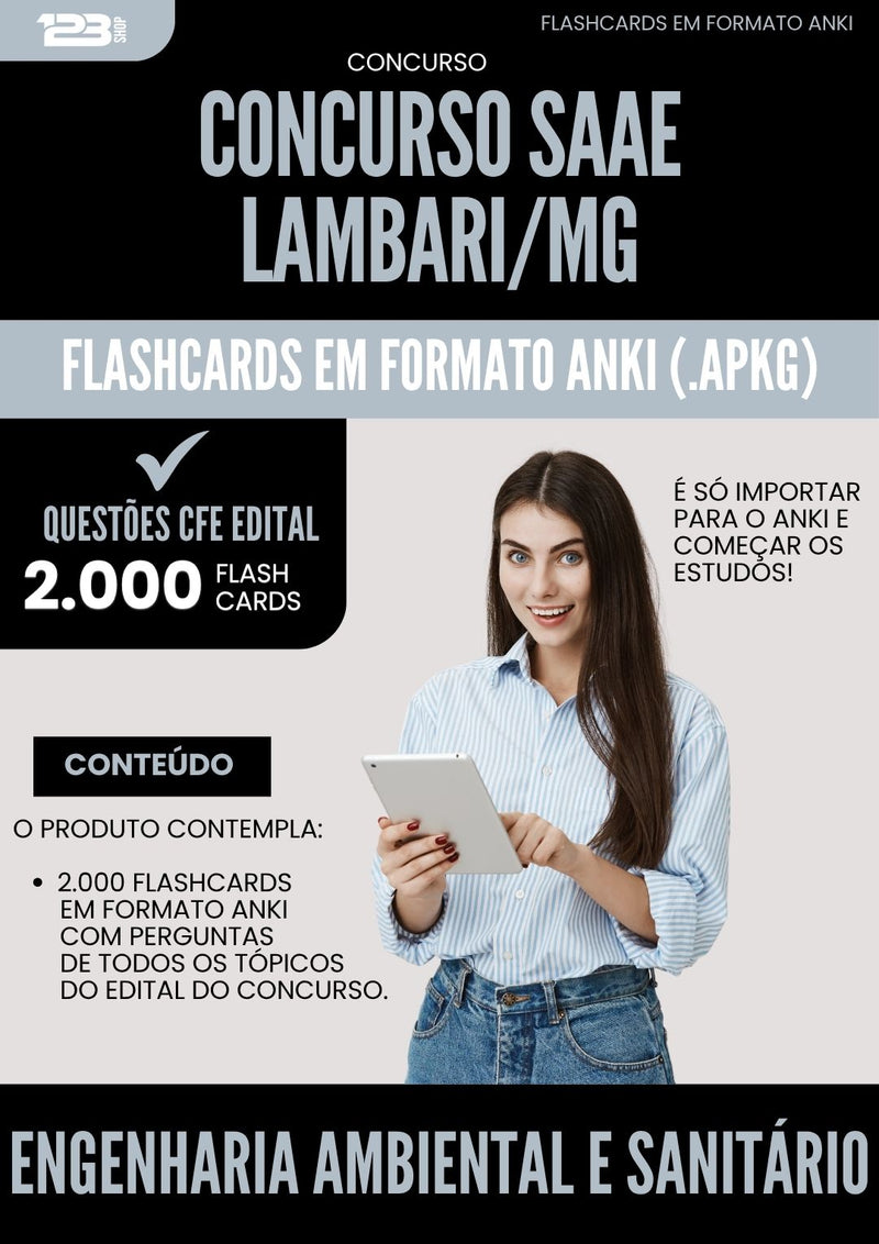 Flashcards para Concurso Engenharia Ambiental E Sanitario Saae da Prefeitura Lambari Mg 2025 - 2000 Flashcards de Acordo com Edital