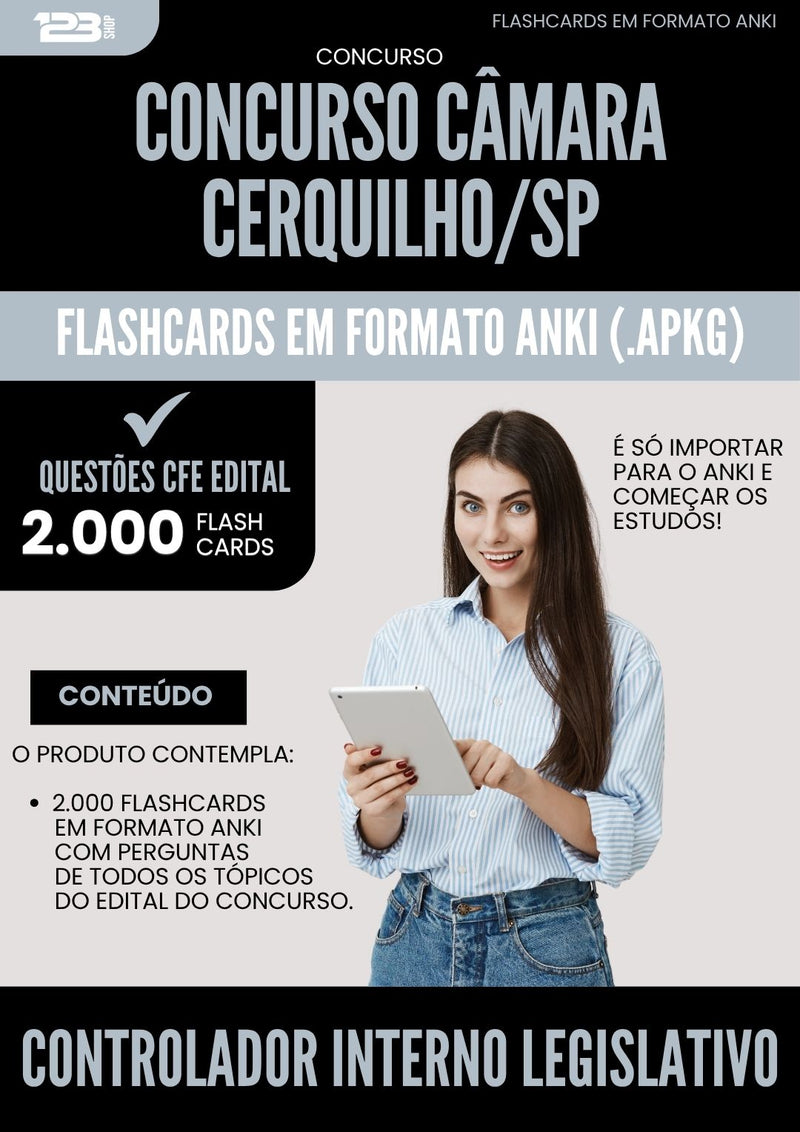 Flashcards para Concurso Controlador Interno Legislativo Camara da Prefeitura Cerquilho Sp 2025 - 2000 Flashcards de Acordo com Edital