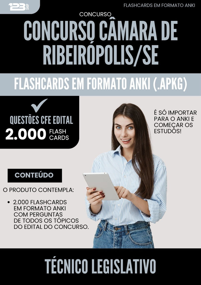 Flashcards para Concurso Tecnico Legislativo Camara De da Prefeitura Ribeiropolis Se 2025 - 2000 Flashcards de Acordo com Edital