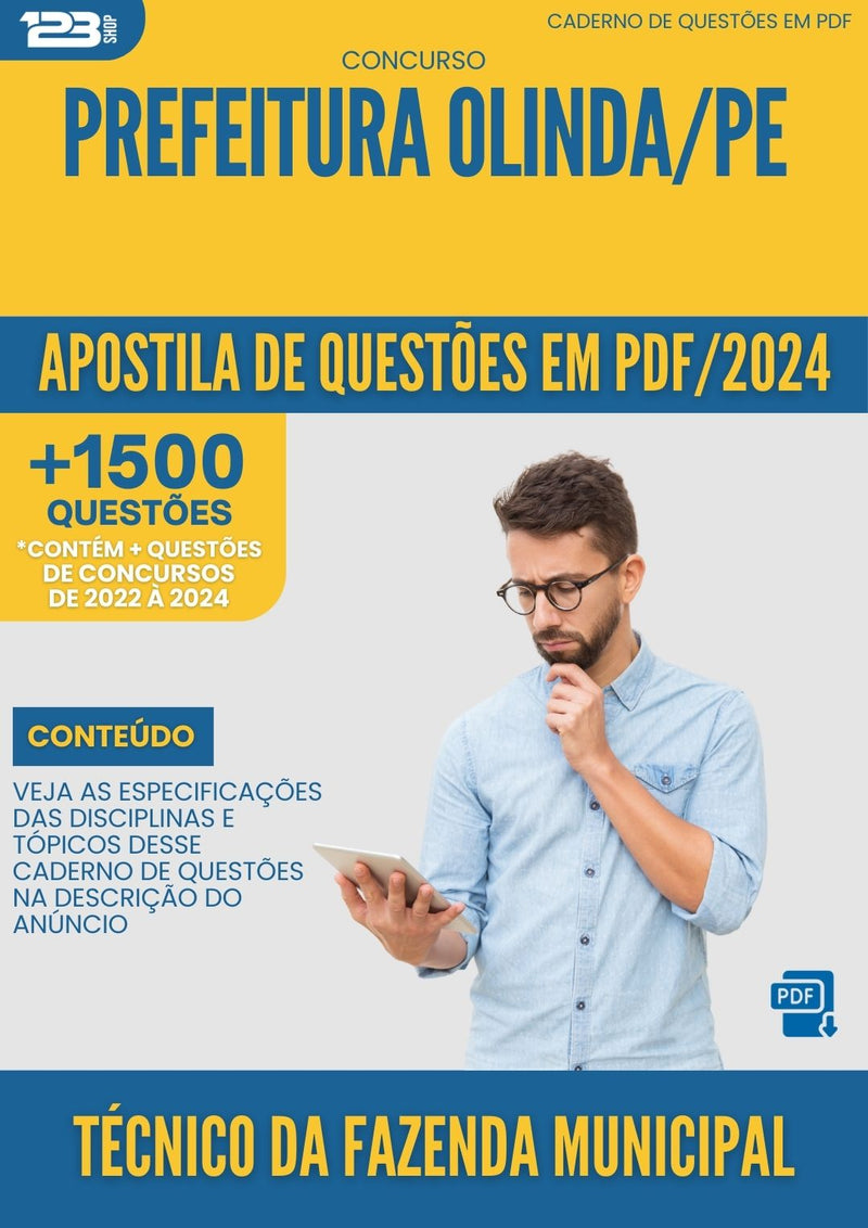 Apostila de Questões para Concurso Prefeitura Olinda PE 2024 Técnico Da Fazenda Municipal - Mais de 1.500 Questões