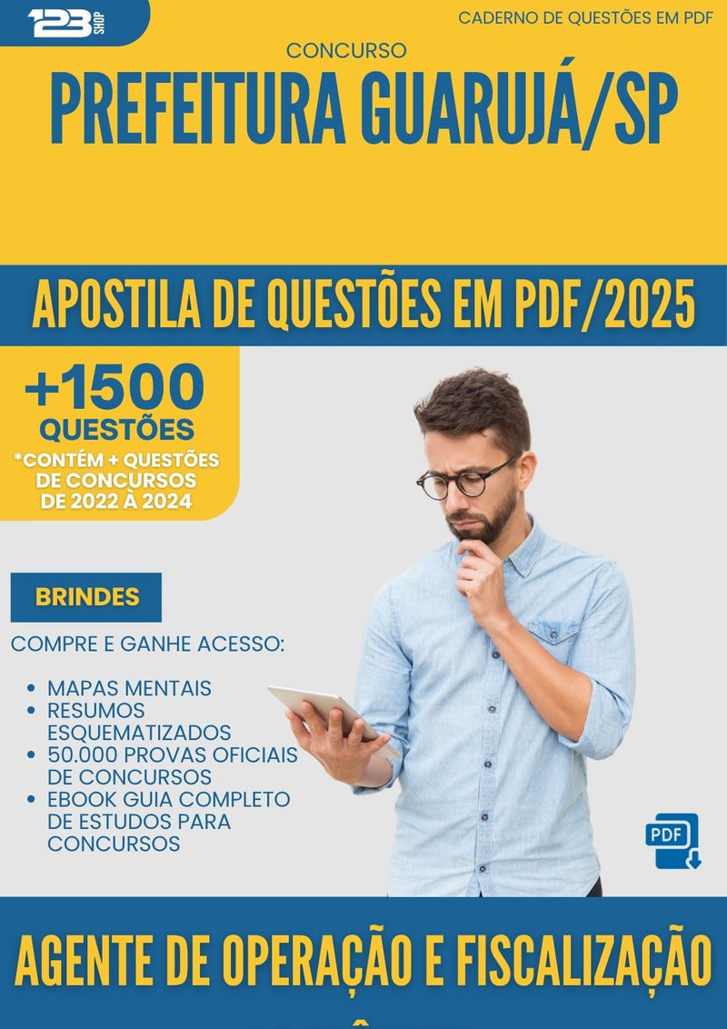 Apostila de Questões para Concurso Agente De Operacao E Fiscalizacao De Transito da Prefeitura Guaruja Sp 2025 - Mais de 1.500 Questões