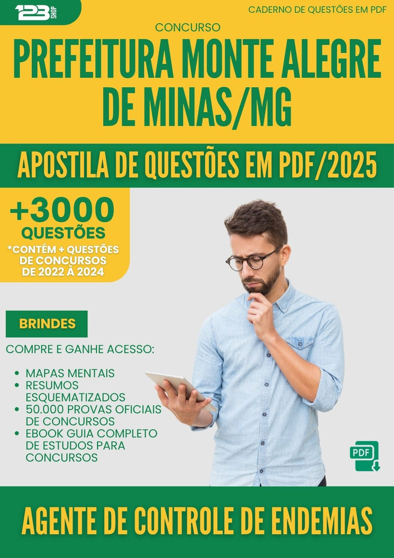 Apostila de Questões para Concurso Agente De Controle De Endemias Monte da Prefeitura Alegre De Minas Mg 2025 - Mais de 3.000 Questões