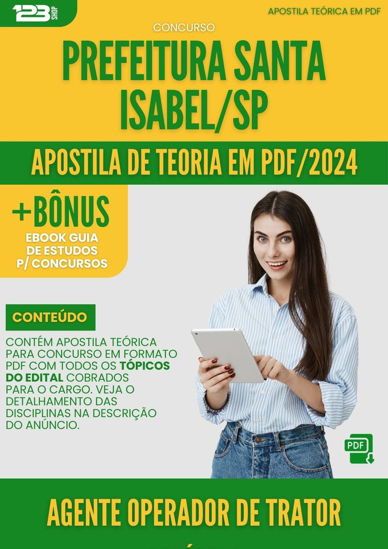 Apostila Teórica para Concurso Agente Operador de Trator Agrícola Prefeitura Santa Isabel SP 2024