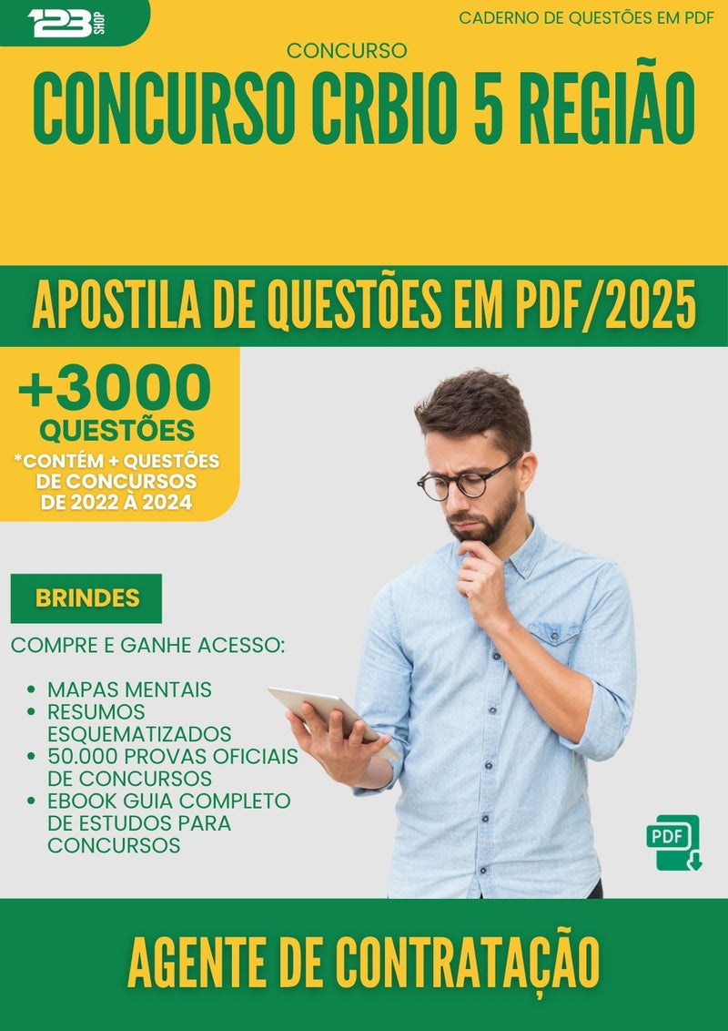 Apostila de Questões para Concurso Agente De Contratacao Crbio 5 Regiao 2025 - Mais de 3.000 Questões