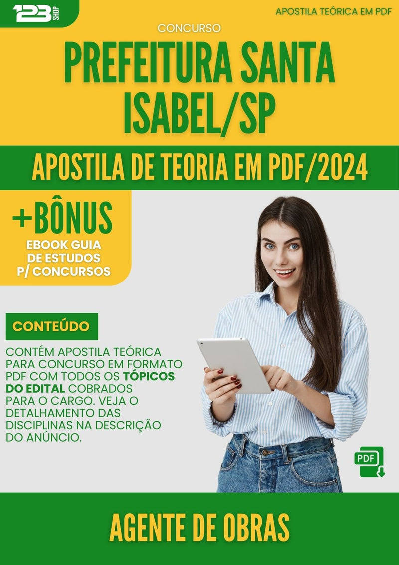 Apostila Teórica para Concurso Agente de Obras Prefeitura Santa Isabel SP 2024