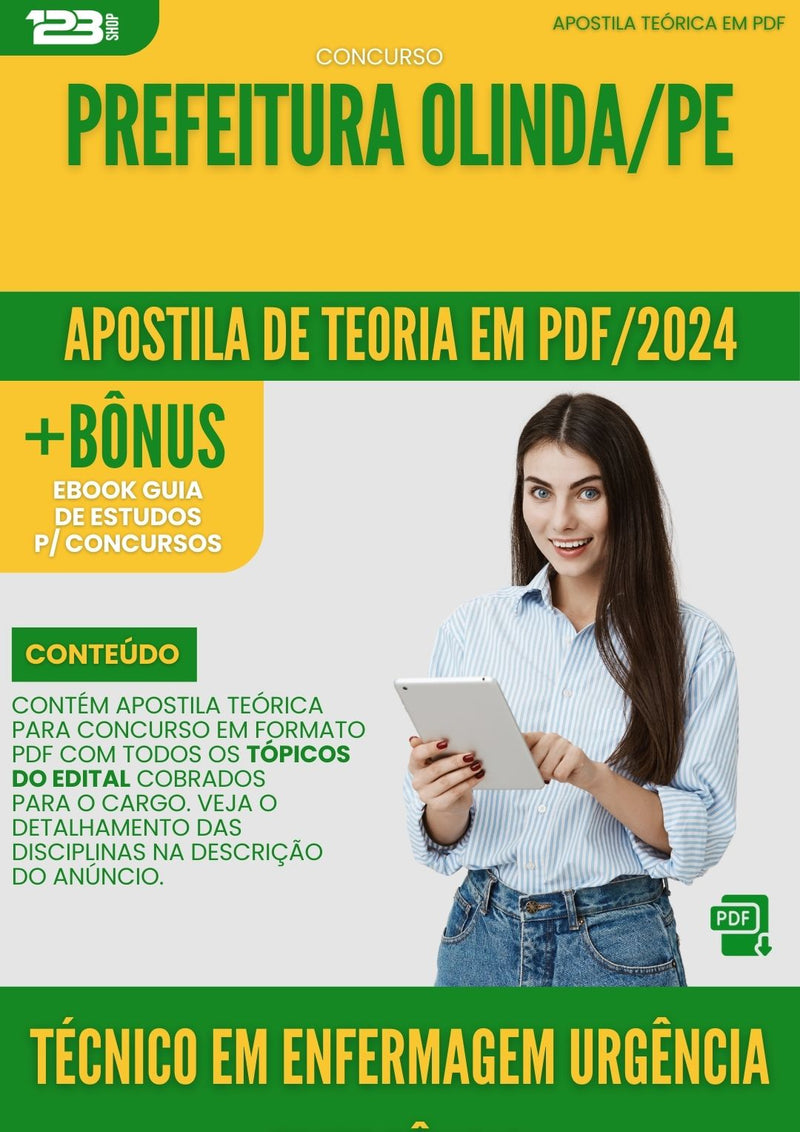 Apostila Teórica para Concurso Prefeitura Olinda PE 2024 Técnico Em Enfermagem Urgência Emergência